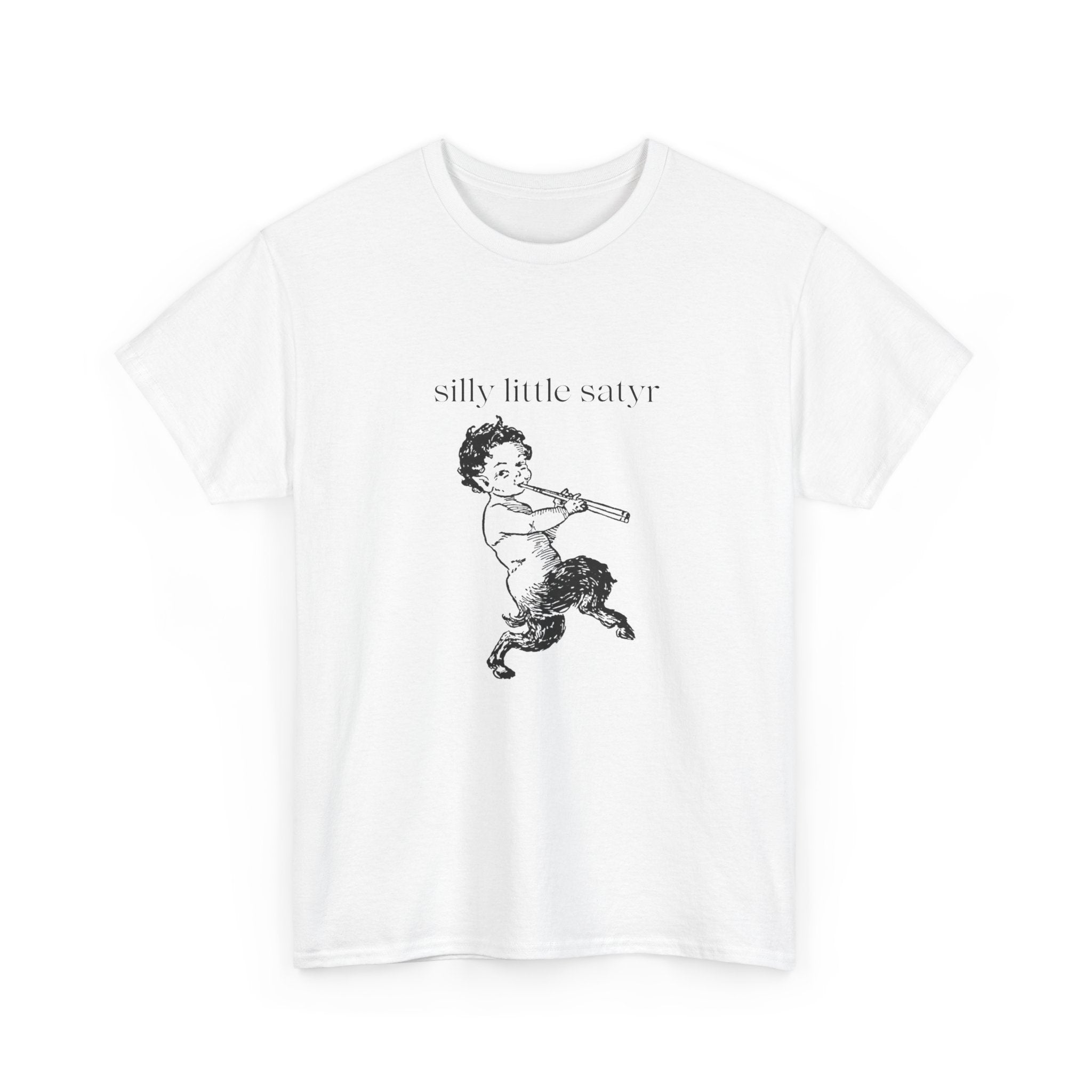 Silly Little Satyr T-Shirt | Vintage Mythology Illustration, Playful Retro Tee, Devil, Cute, Kewpie Style