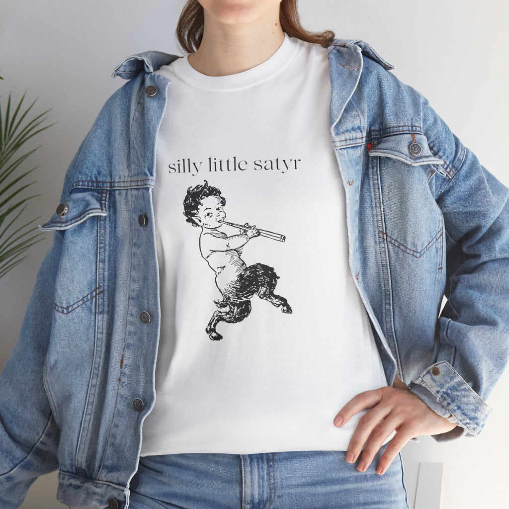 Silly Little Satyr T-Shirt | Vintage Mythology Illustration, Playful Retro Tee, Devil, Cute, Kewpie Style